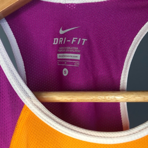Nike Dri-Fit Racerback Workout Tank Women’s Size Small Orange Purple White - Picture 2 of 3
